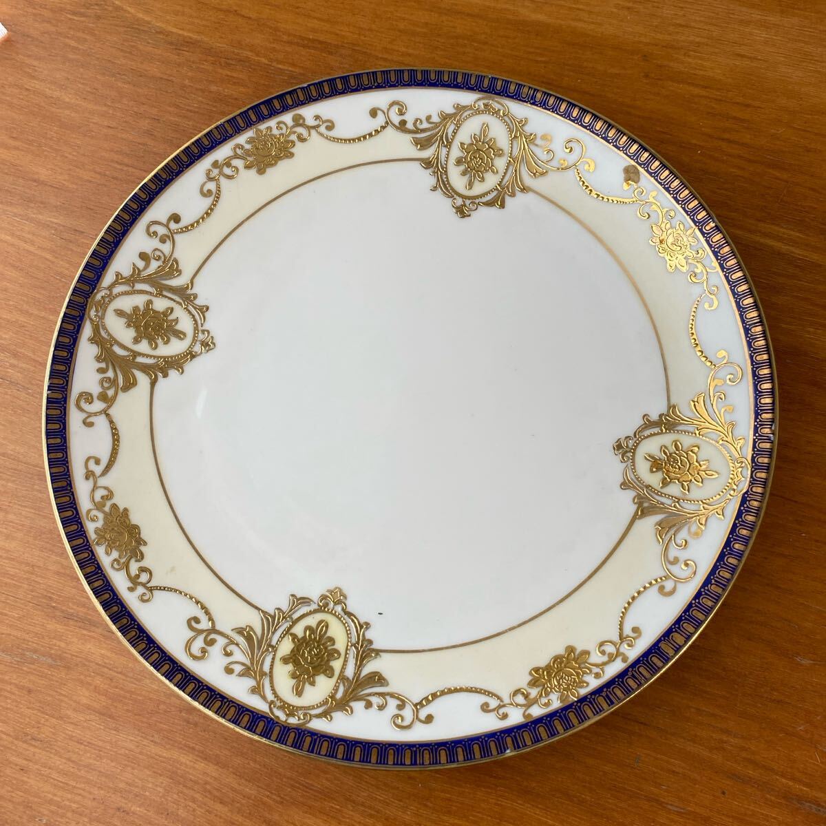 マルキ印 オールドノリタケ 21.5cm プレート 金盛り ローズ ガーランド ノリタケ アンティーク ヴィンテージ 拍卖