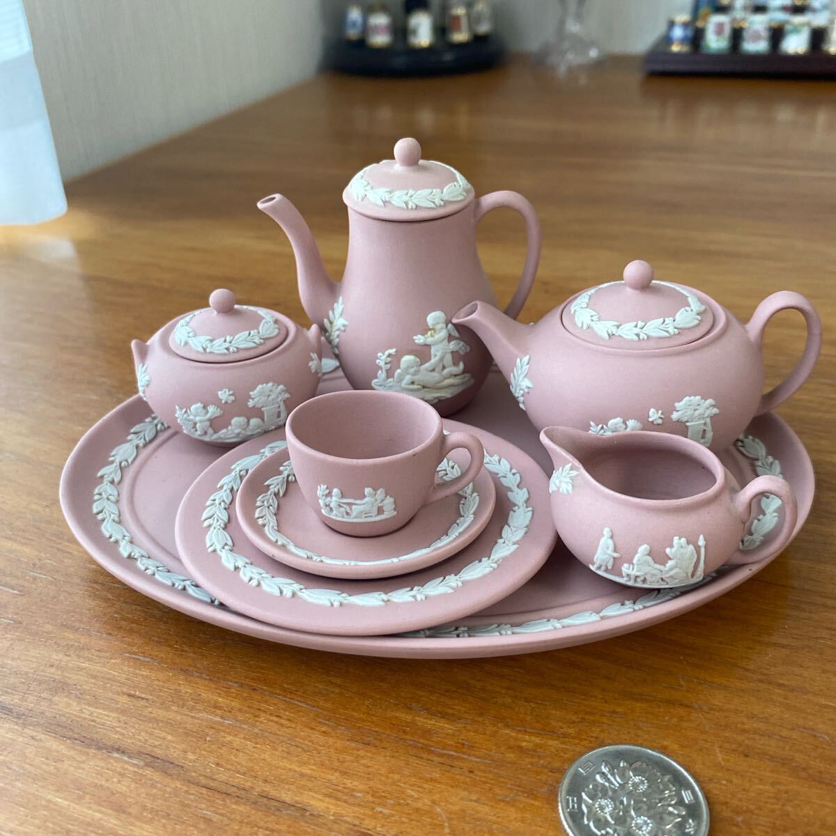 廃盤希少 ウェッジウッド ジャスパーピンク ミニチュティーセット コーヒーセット 拍卖