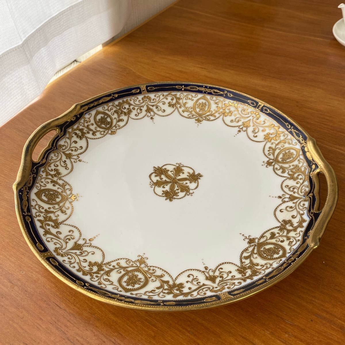 オールドノリタケ 里帰り 金盛り 盛り上げ ハンドル付きプレート 金彩 大皿拍卖
