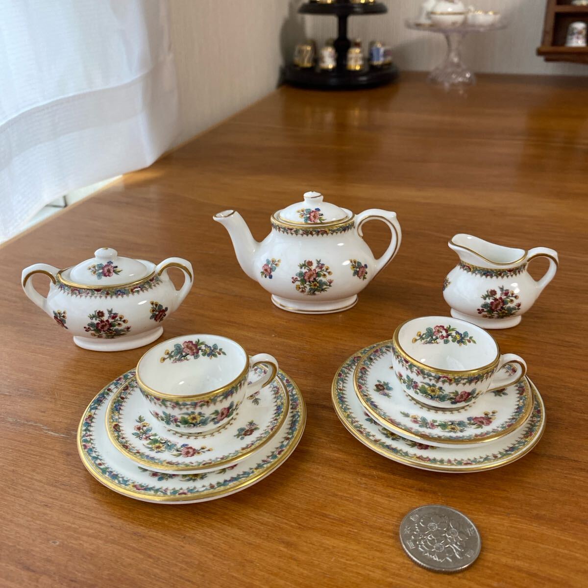 コールポート ミングローズ ミニチュア ティーセット 花柄 金縁拍卖