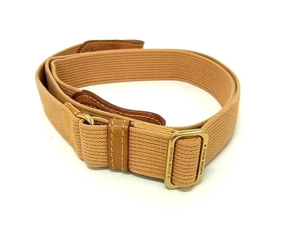 ■美品■ HUNTING WORLD ハンティングワールド キャンバス×レザー バッグ用 ショルダーストラップ 斜め掛け ブラウン系 BL7826拍卖