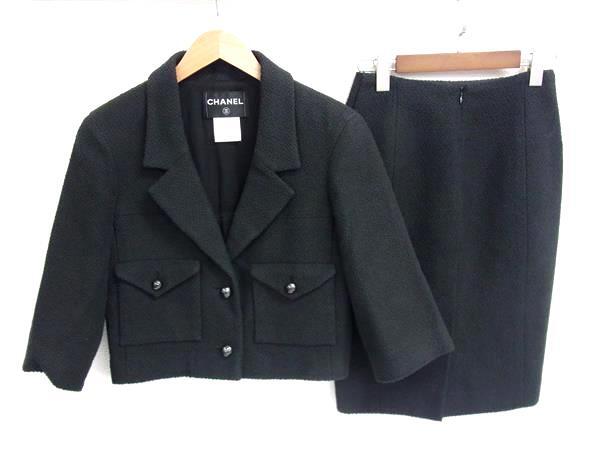 ■極美品■ CHANEL シャネル P43652V31747 ココマーク コットン セットアップ ジャケット スカート サイズ34 36 洋服 ブラック系 FM7961拍卖