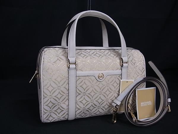■新品■未使用■ MICHAEL KORS マイケルコース キャンバス×レザー 2WAY トートバッグ ショルダー アイボリー系×ゴールド系 BJ9383拍卖