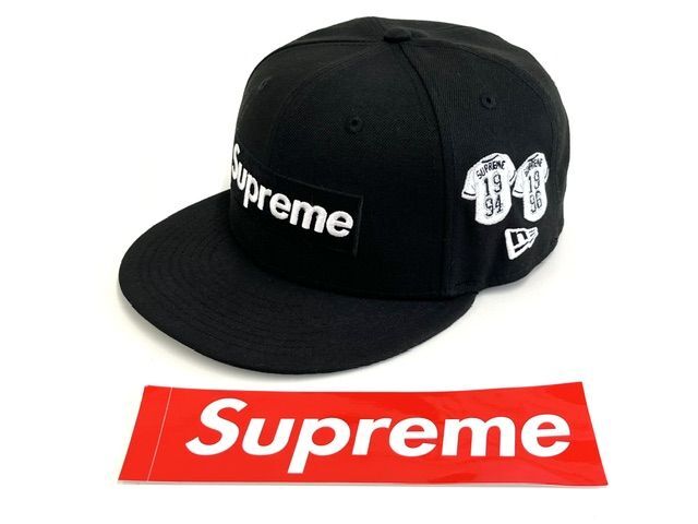 ■美品■ステッカー付き■Supreme Jerseys Box Logo New Era Fitted Hat 7 1/2 59.6㎝■ブラック 黒 シュプリーム ニューエラ キャップ拍卖
