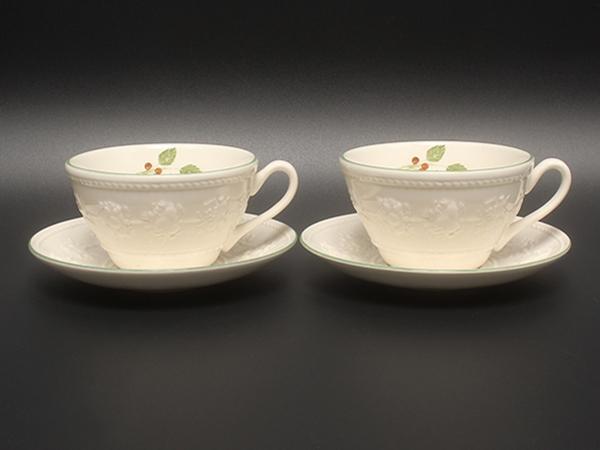 ウエッジウッド カップ&ソーサー 2客セット ペア フェスティビティ ラズベリー WEDGWOOD拍卖