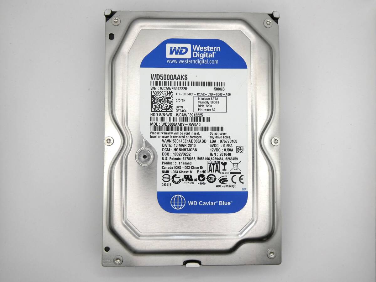 【ジャンク】Western Digital 3.5インチHDD SATA(Serial ATA) 500GB WD5000AAKS-75V0A0 使用時間 30146時間拍卖