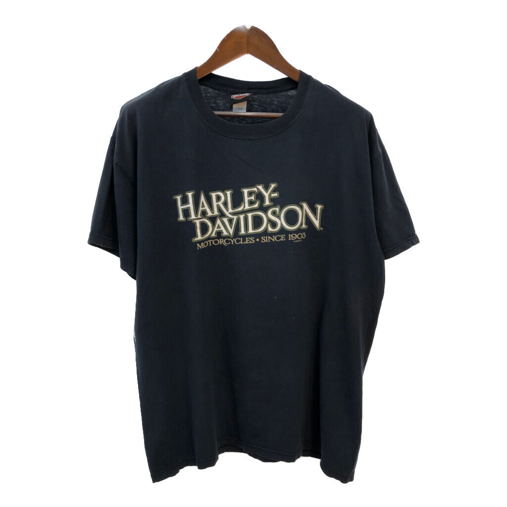 00年代 HARLEY DAVIDSON ハーレーダビッドソン 半袖Tシャツ モーターサイクル ブラック(メンズ XL相当)中古 古着 U0663拍卖