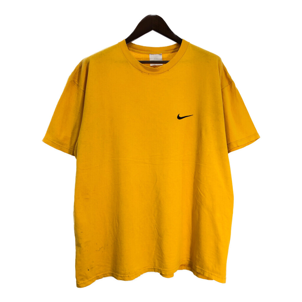 90年代 USA製 NIKE ナイキ ワンポイントロゴ 半袖Tシャツ スポーツ イエロー(メンズ XXL相当)中古 古着 U0757拍卖