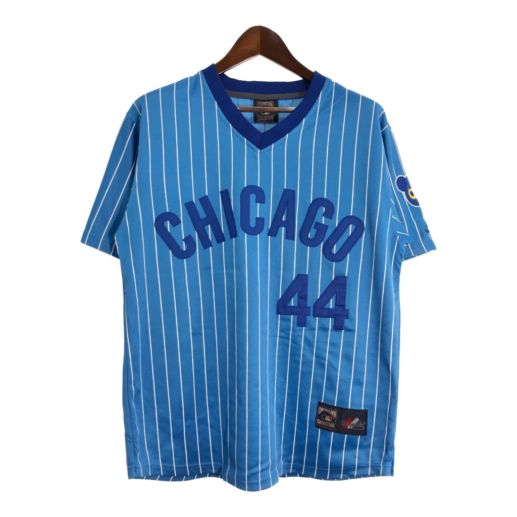 USA製 Majestic マジェスティック MLB シカゴ・カブス ユニフォーム プロチーム メジャーリーグ ストライプ ライトブルー(メンズ M) U1210拍卖