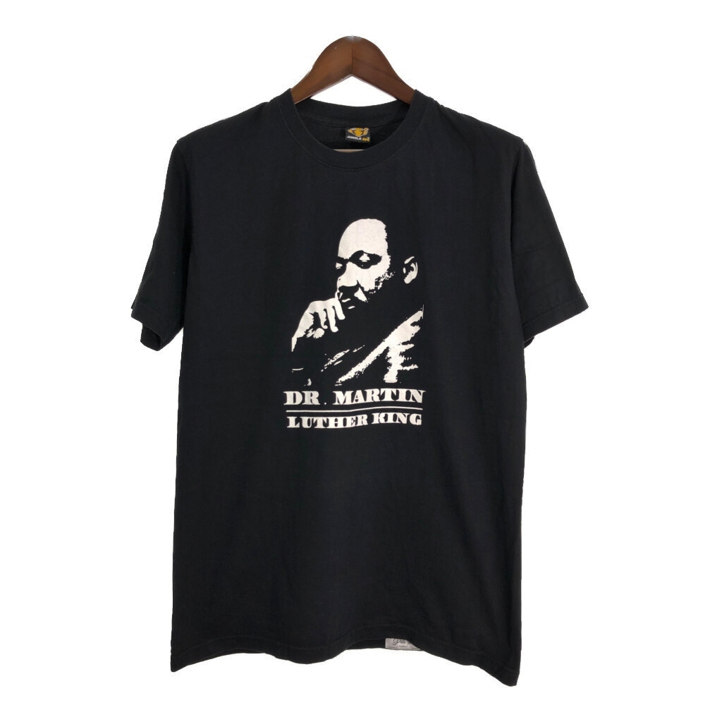 JUNGLE APE Martin Luther King Jr. キング牧師 半袖Tシャツ ブラック(メンズ XL)中古 古着 U2569拍卖