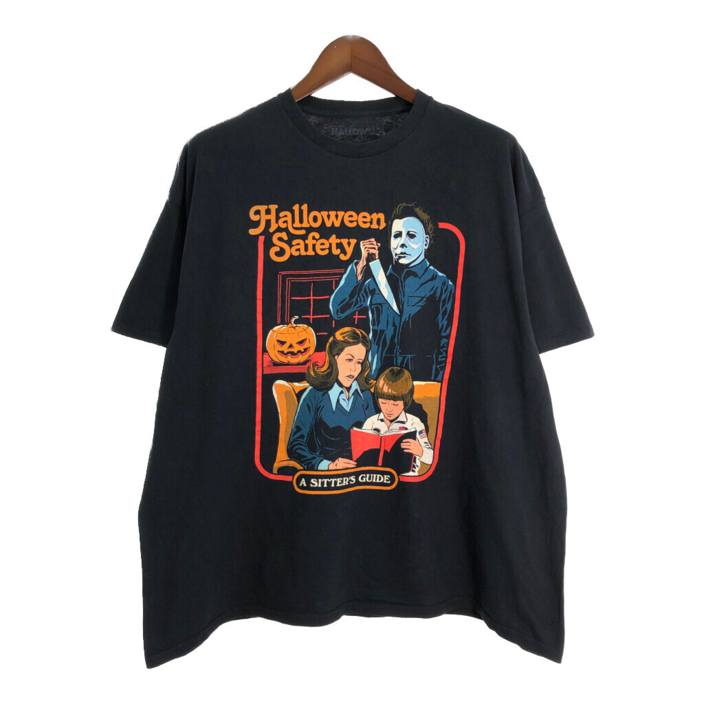 Halloween Safety 半袖Tシャツ 大きいサイズ ムービー ブラック(メンズ 2XL)中古 古着 U2566拍卖