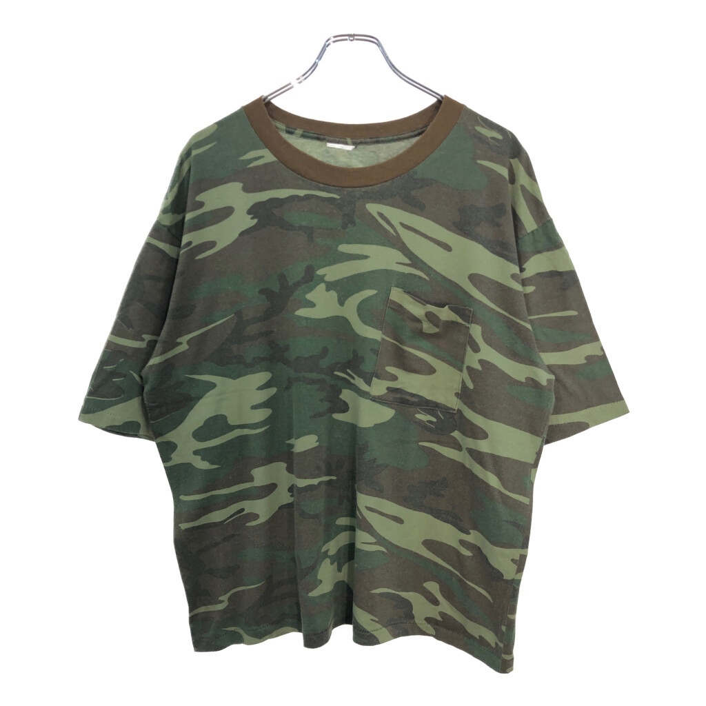 80年代 迷彩 Tシャツ グリーン(メンズ XXL相当)中古 古着 U2480拍卖