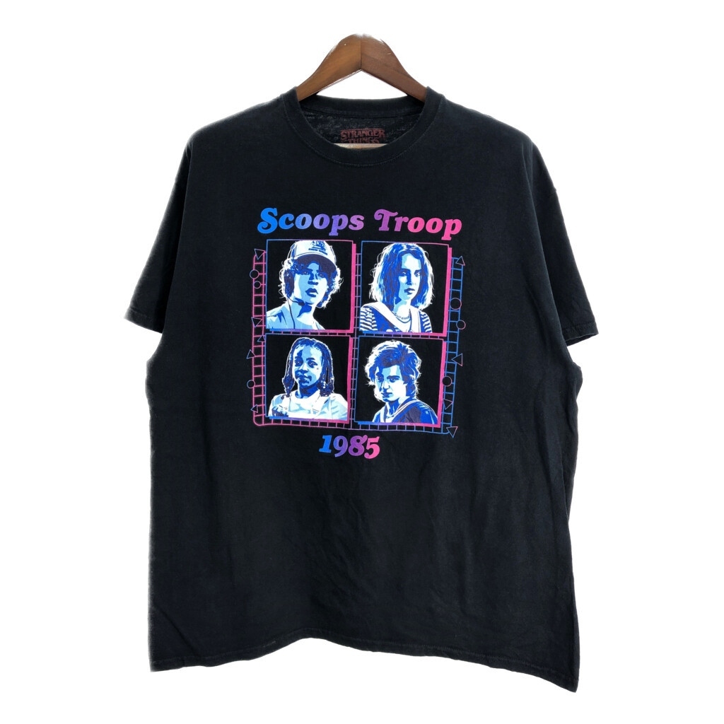 STRANGER THINGS ストレンジャー・シングス 半袖Tシャツ ドラマ ブラック(メンズ XL)中古 古着 U1439拍卖