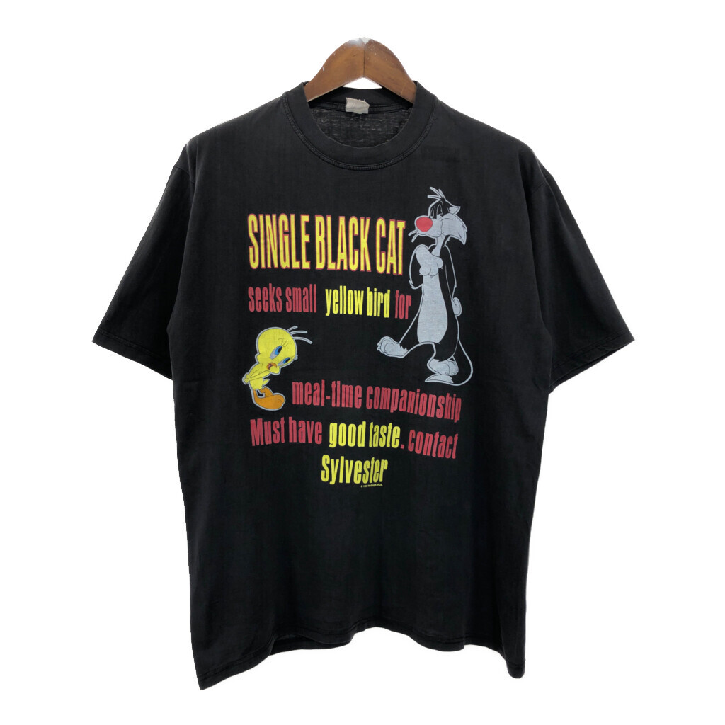 90年代 LOONEY TUNES ルーニー・テューンズ Tweety トゥイーティー シルベスター・キャット 半袖Tシャツ(メンズ M相当)中古 古着 U2158拍卖