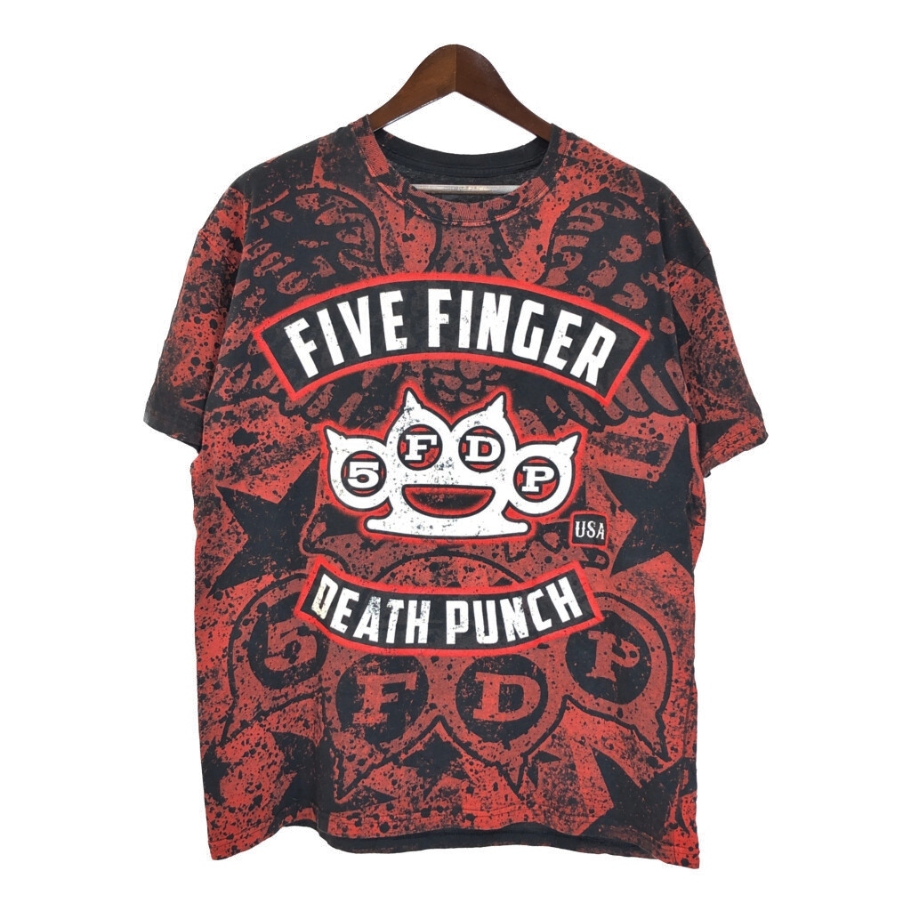 Five Finger Death Punch ファイヴ・フィンガー・デス・パンチ オールオーバープリント 半袖Tシャツ バンド(メンズ XL)中古 古着 U2634拍卖