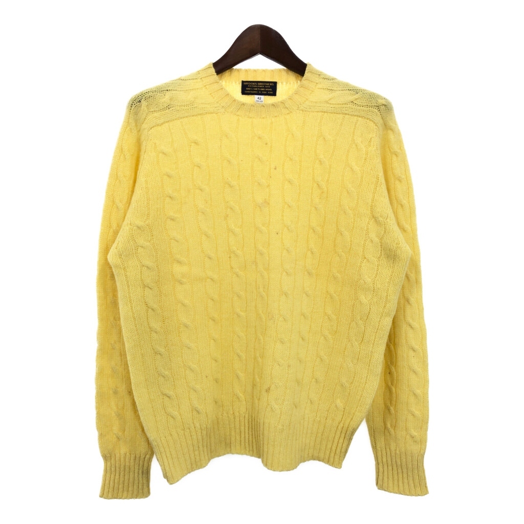 80年代 Brooks Brothers ブルックスブラザーズ ケーブルニットセーター イエロー(メンズ 42)中古 古着 U3499拍卖
