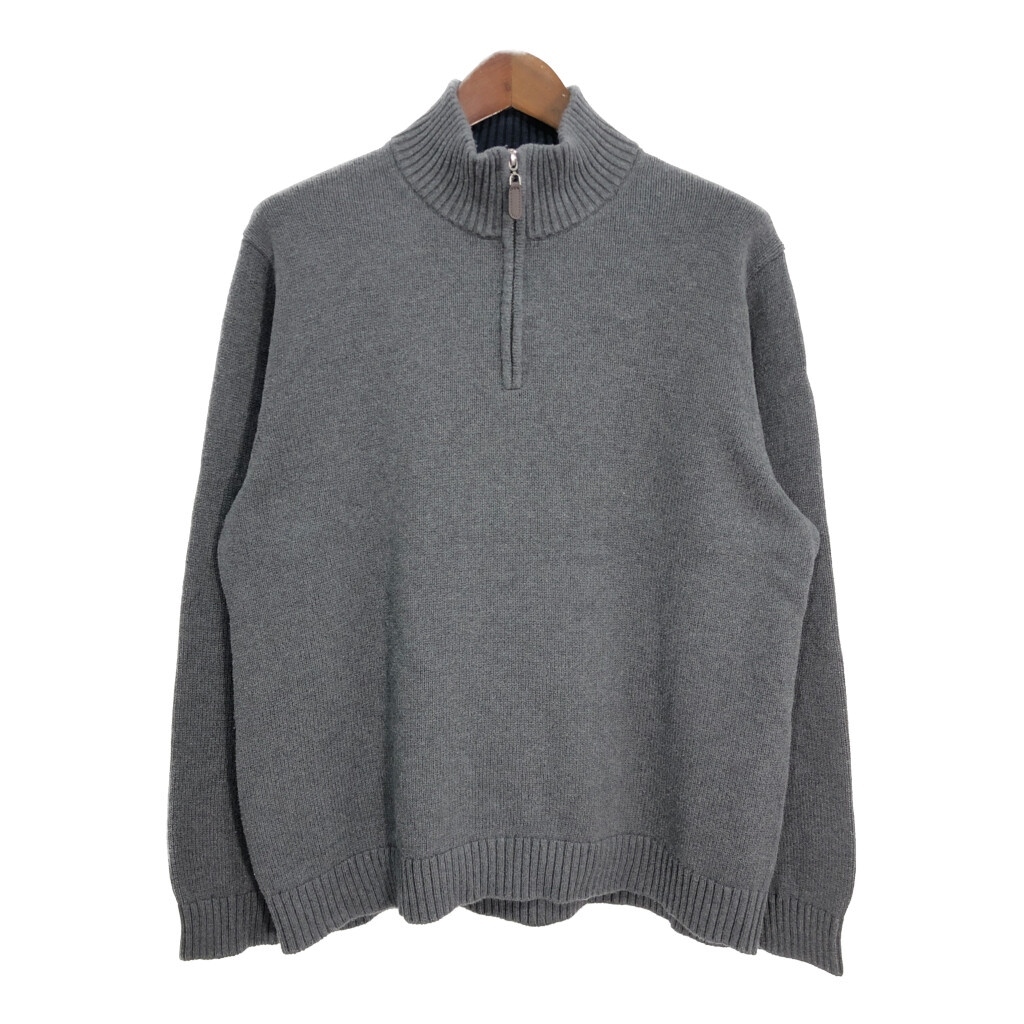 L.L.Bean エルエルビーン ハーフジップ コットン ニット セーター アウトドア グレー(メンズ X-LARGE)中古 古着 T5322拍卖