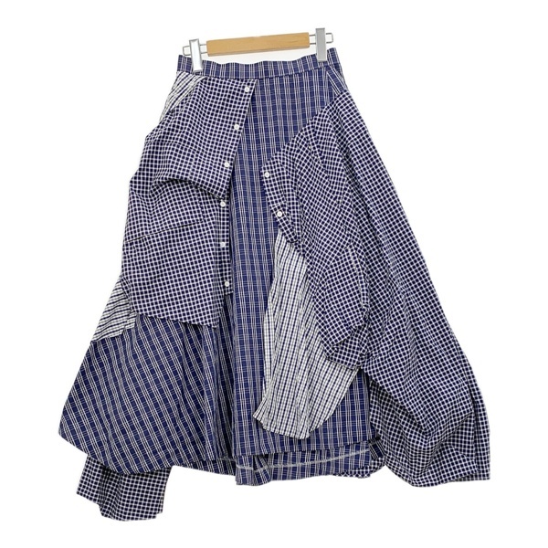 ENFOLD デコンストラクトスカート 300CS331-3220 チェック柄 変形デザイン レディース サイズ36 ネイビー エンフォルド ボトム DL15525■拍卖