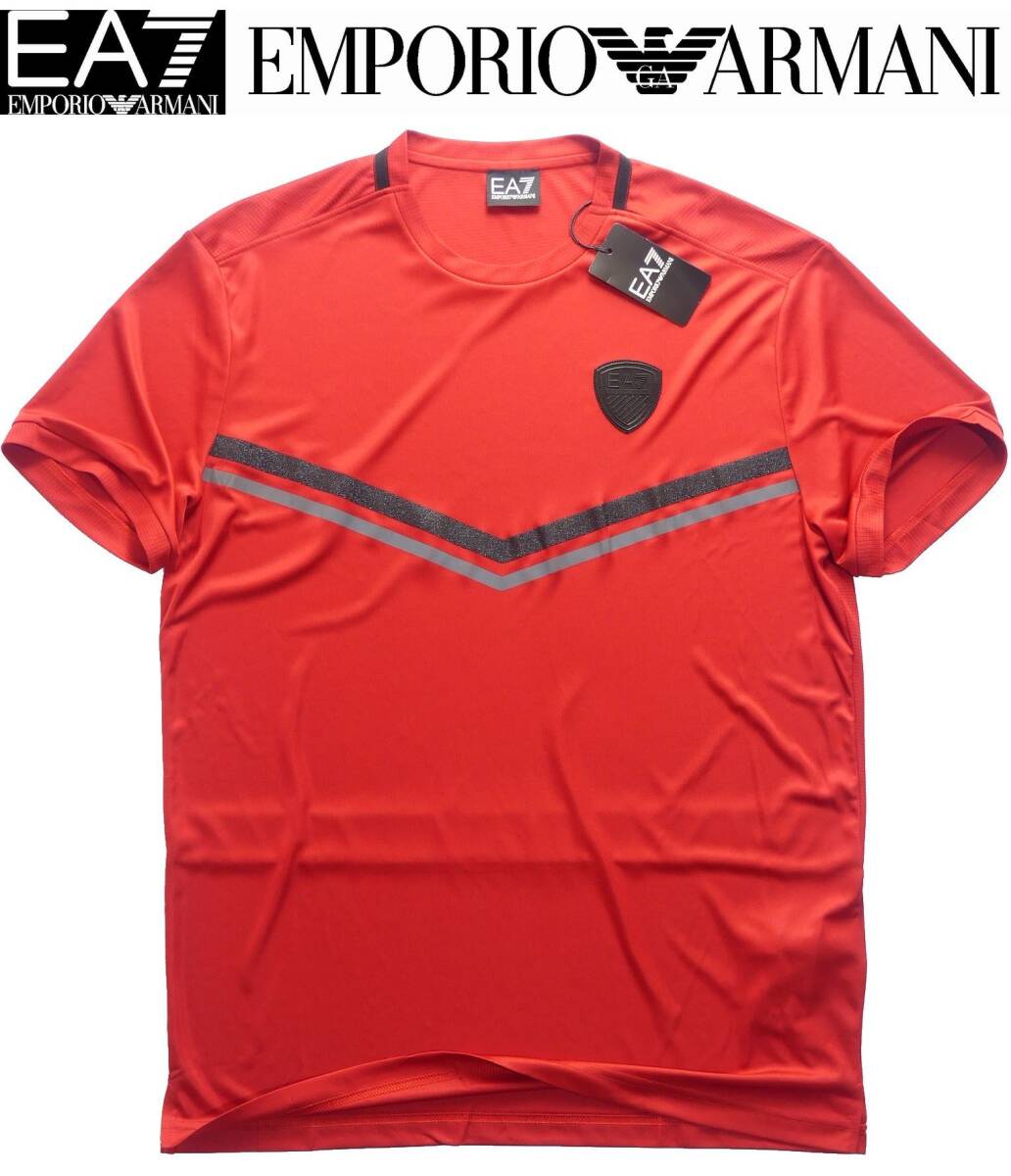 28,000円新品EMPORIO ARMANIアルマーニ★旬のストリートスポーツ「BLOKECOREブロークコア」EA7赤Tシャツ【欧米XXL=日本2~3XL】拍卖