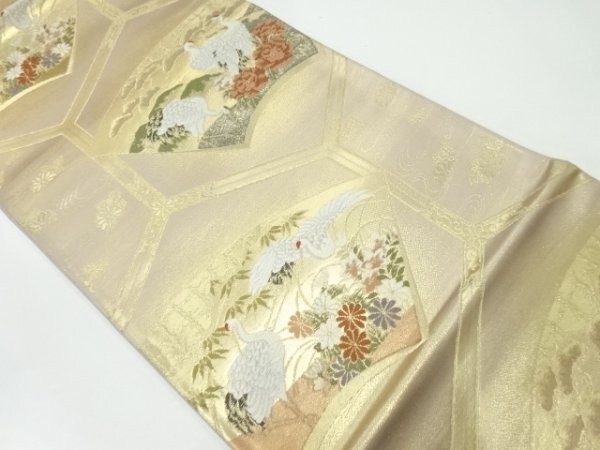 ys7374629; 宗sou 本金箔地紙に鶴模様織出し袋帯【着】拍卖