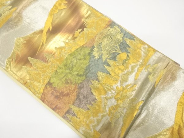 ys7392769; 宗sou 山並みに樹木模様織り出し袋帯(材料)【アンティーク】【着】拍卖