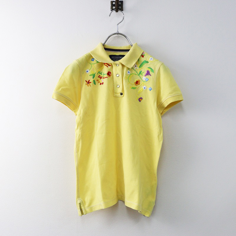 【値下げ】インパクト21 ポロ ジーンズ Polo Jeans Co ラルフローレン フラワー刺 コットンカノコポロシャツ M イエロー【2400014401073】拍卖