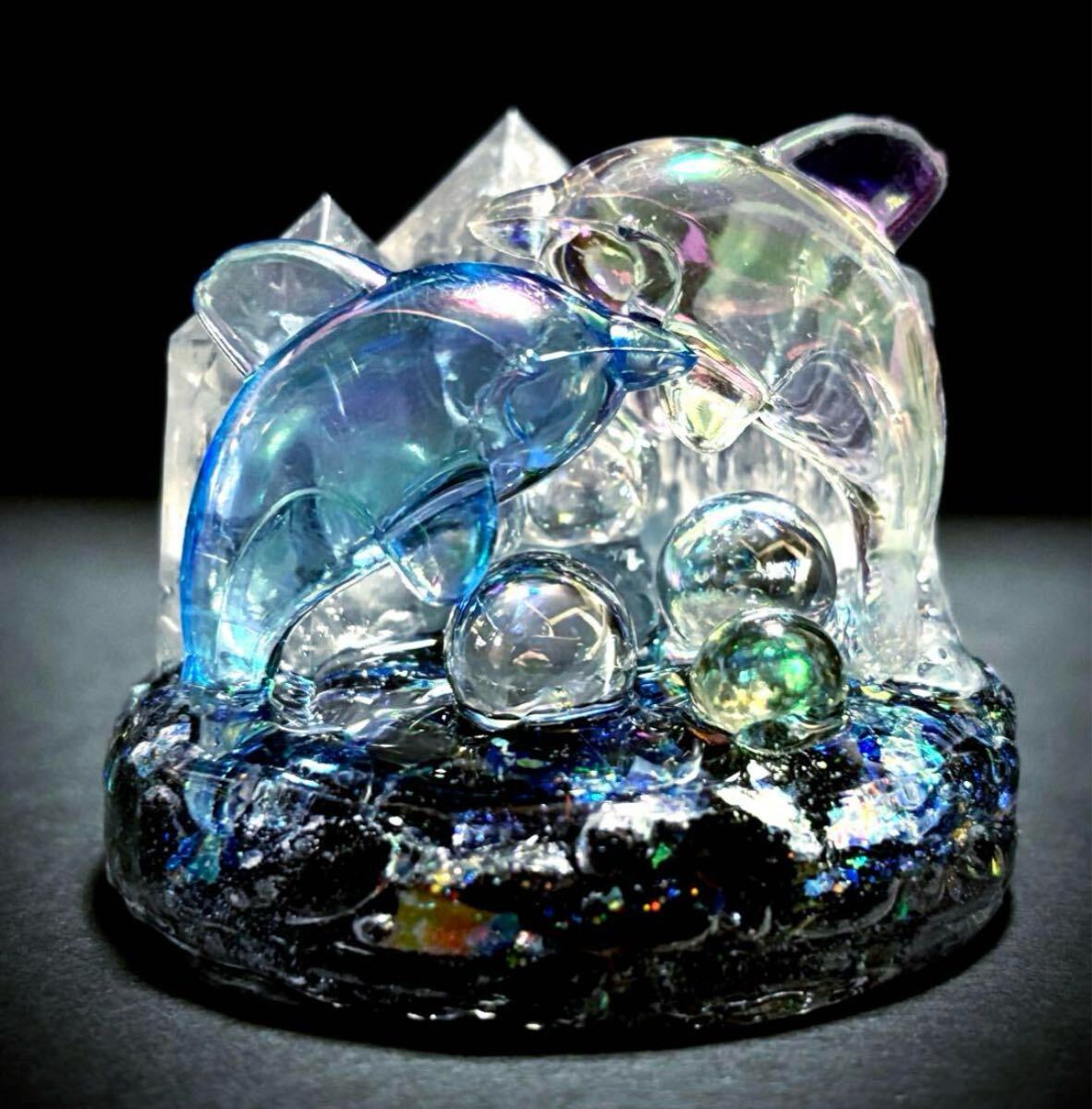 ◇癒しの海とイルカ◇オルゴナイト◇オブジェ◇トルマリン◇アクアマリン◇水晶◇拍卖