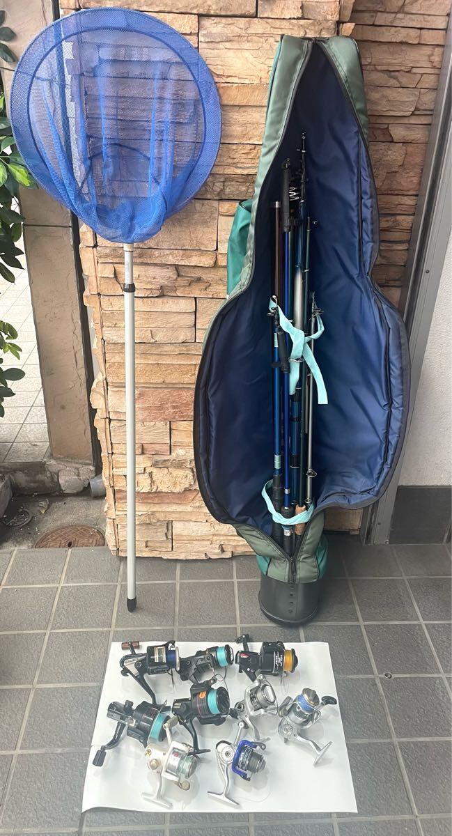 ジャンク●釣竿 リール タモ 竿受け バッグ付拍卖