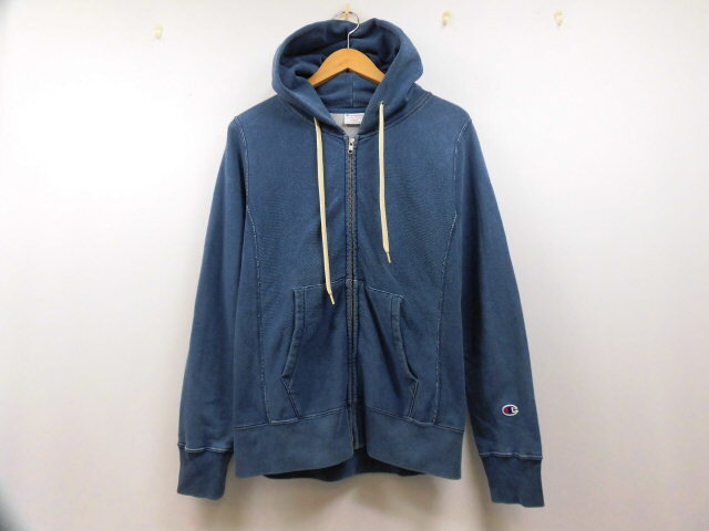 Champion チャンピオン REVERSE WEAVE リバースウィーブ CW-L112 パーカー フード ワンポイント ロゴ刺繍 ジャケット ブルー 青 Lサイズ拍卖
