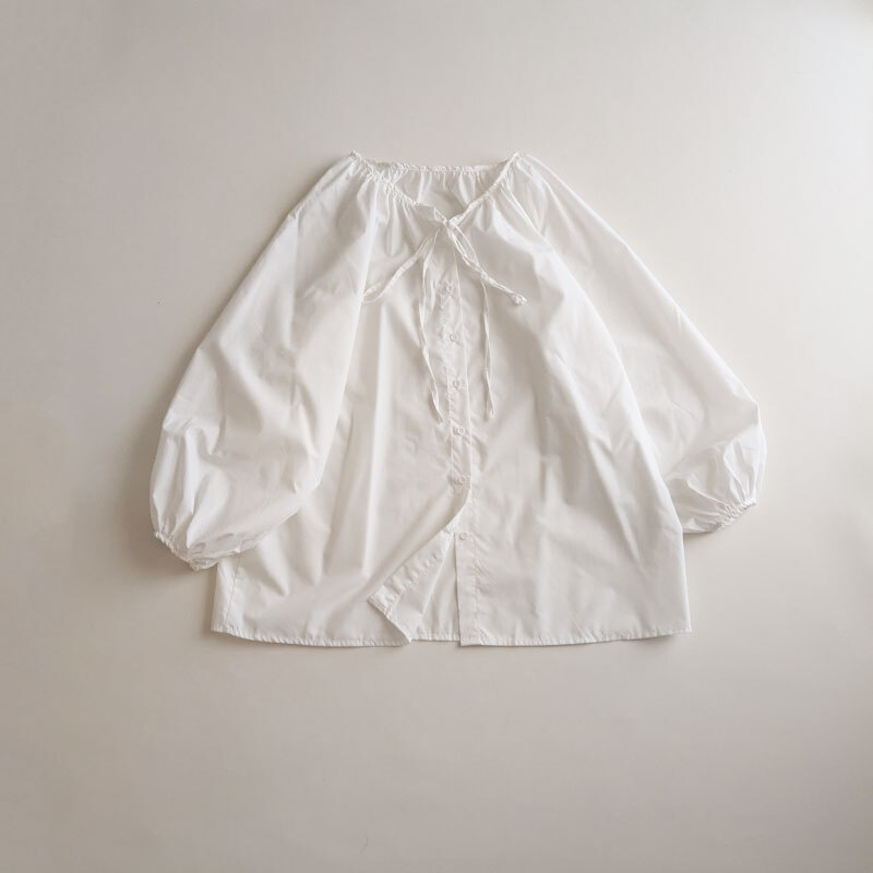 ドロストネック ブラウス ホワイト ゆったりオーバーサイズ拍卖