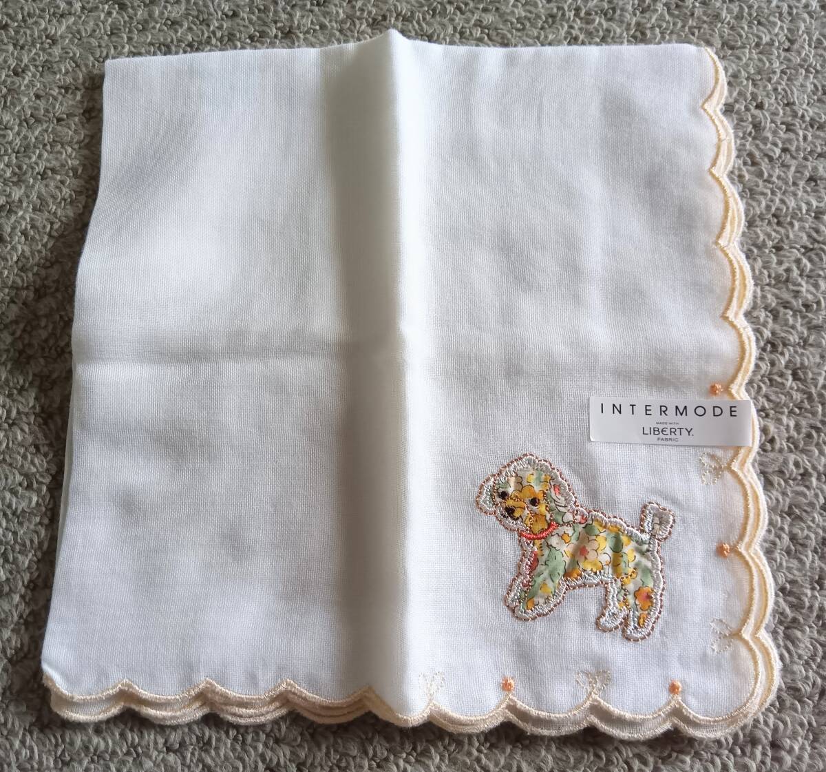 INTER MODE*LIBERTY*インターモード*ハンカチ*イヌ・いぬ・犬*アップリケ・刺しゅう拍卖