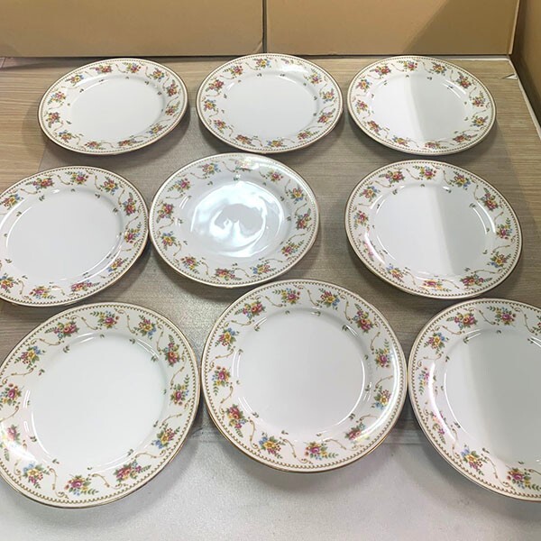 送料無料◆Noritake ノリタケ プレート 皿 9枚セット 金彩 花柄 アンティーク 食器 洋食器 中古品拍卖