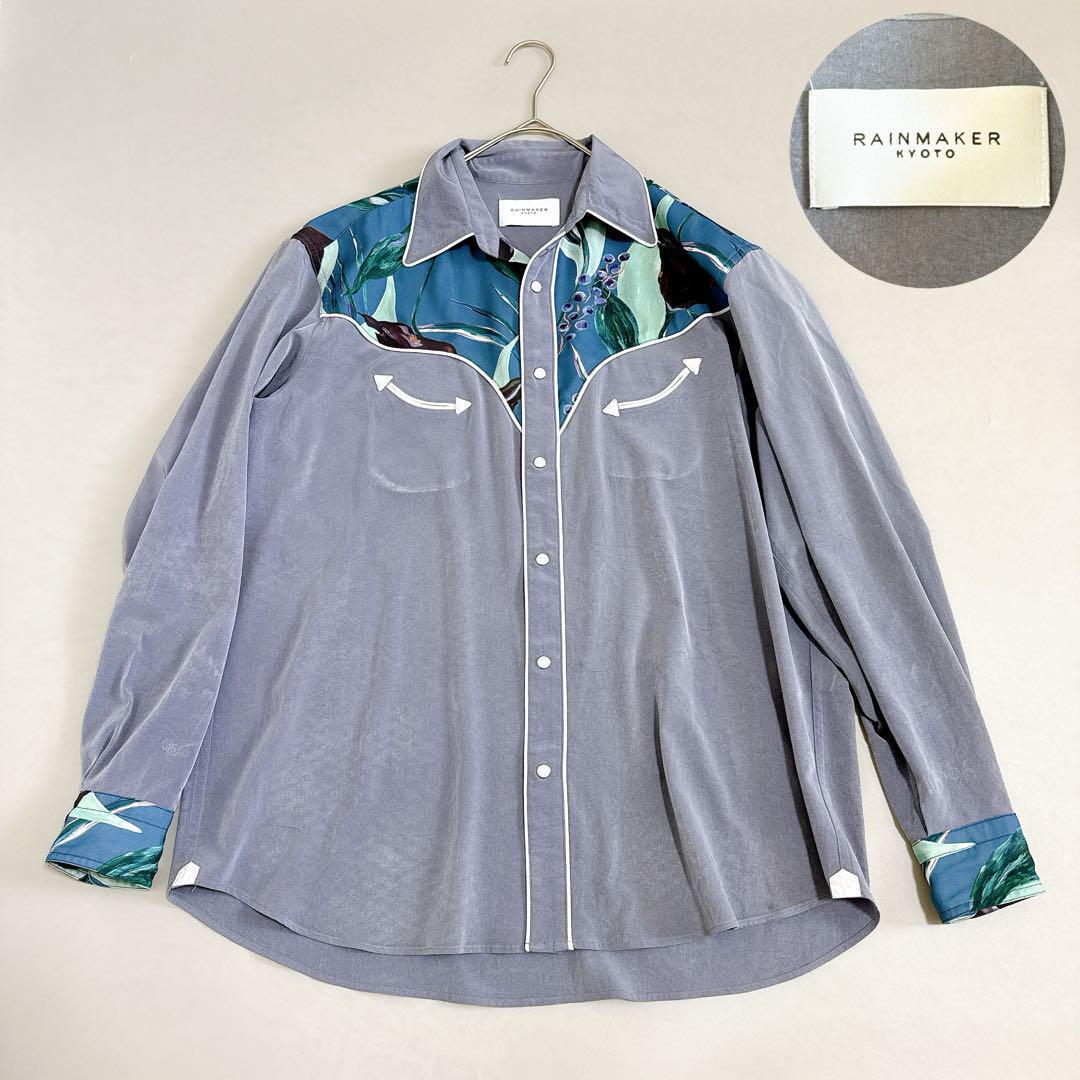 RAINMAKER レインメーカー WESTERN SHIRT 刺繍 ブルー 22SS COLLECTION ウエスタンシャツ 切替デザイン 花柄 パイピング 拍卖