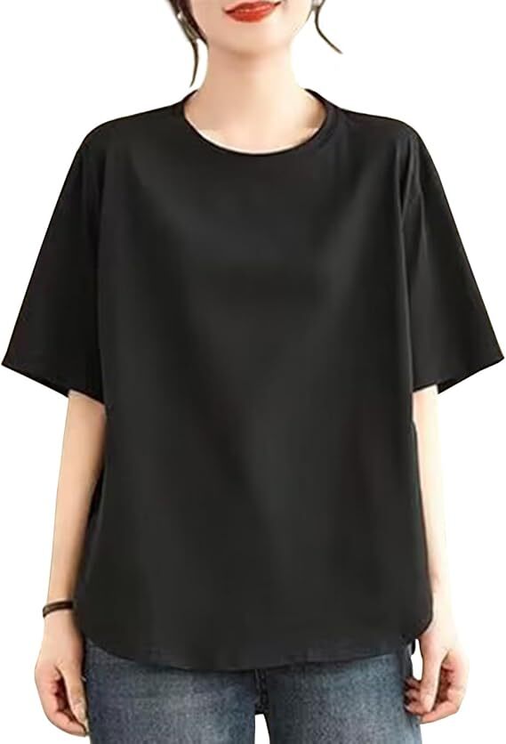 tシャツ レディース 半袖 夏 ゆったり おしゃれ きれいめ 無地 M拍卖