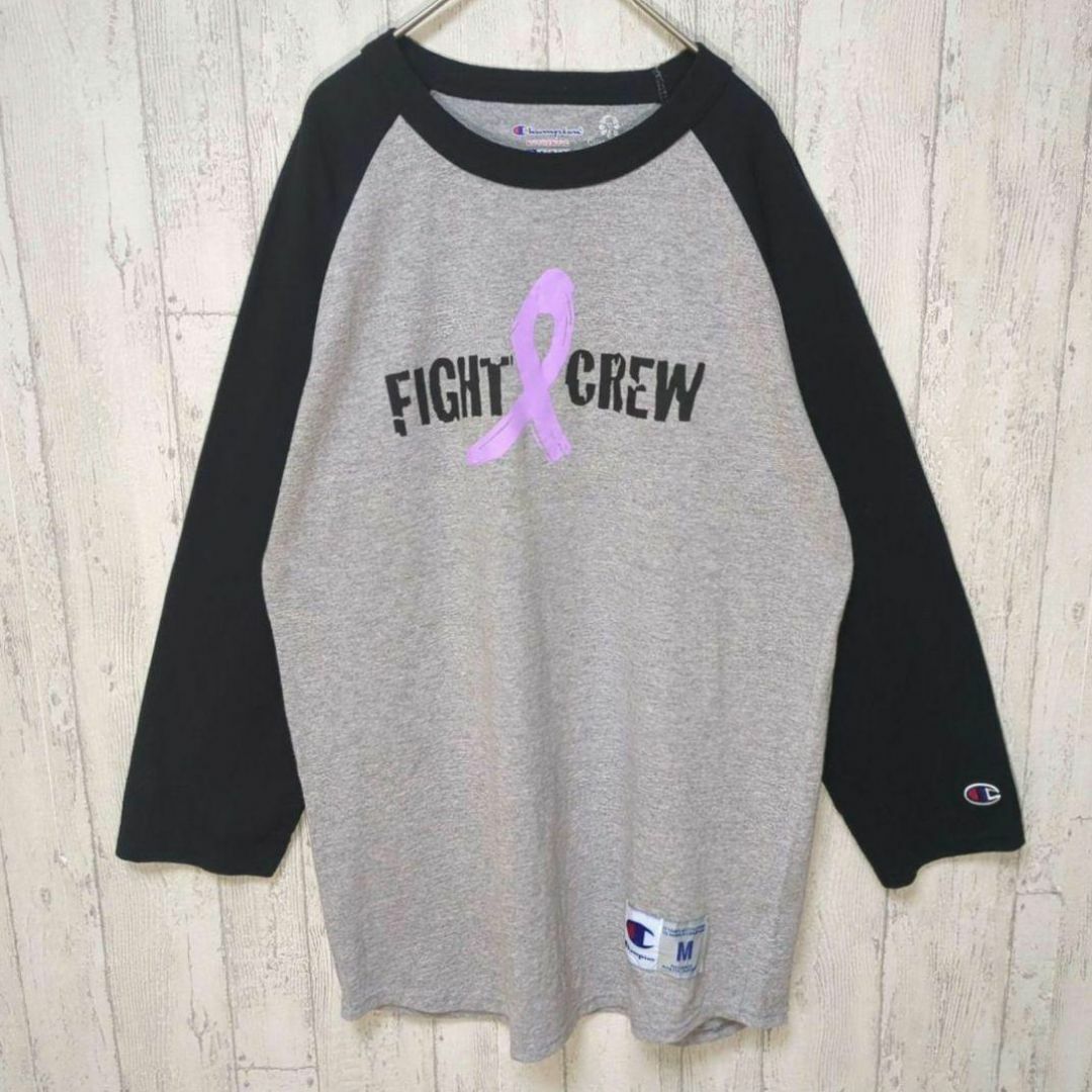 Champion ラグラン 七分袖 USA古着 FIGHT CREW アメカジ #h1147拍卖
