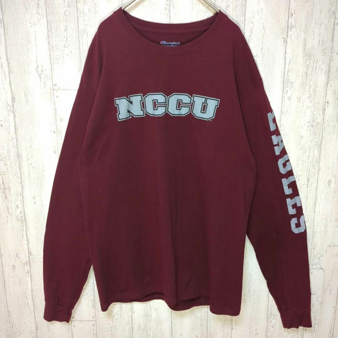 Champion NCCU カレッジ ロンT アメカジ エンジ USA古着 ノースカロライナ #h1148拍卖