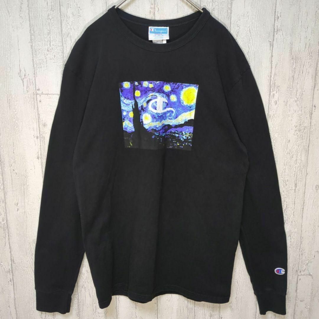 Champion バータグ復刻 ロンT ゴッホ 絵画 USA古着 ブラック #h1150拍卖