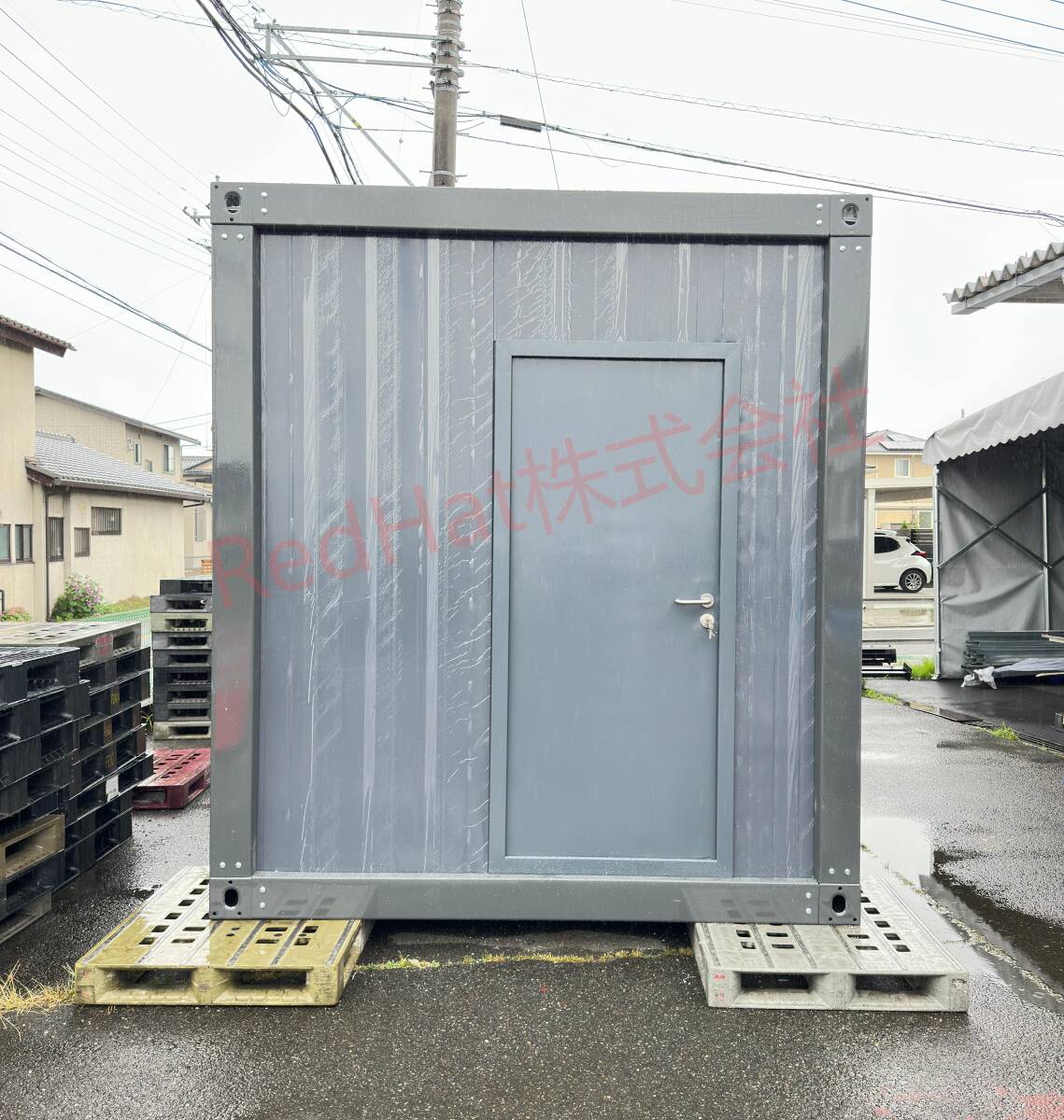 3.0坪 組立式ハウス ユニットハウス グレー 工事用ハウス 仮設スーパーハウス 6畳物置 幅2.5m 奥行3.95m 高さ2.8m インパクトレンチ付き拍卖