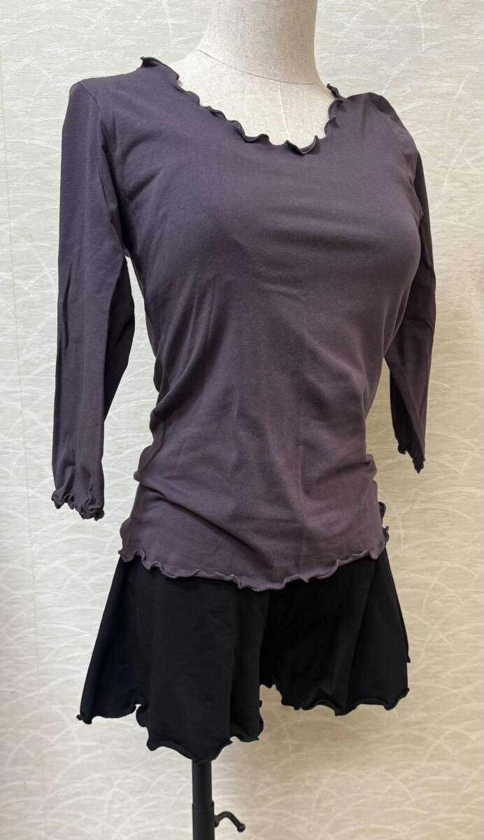 バレエ/ピラティス/ヨガなど 7分袖ミディアムトップス モーヴ L拍卖