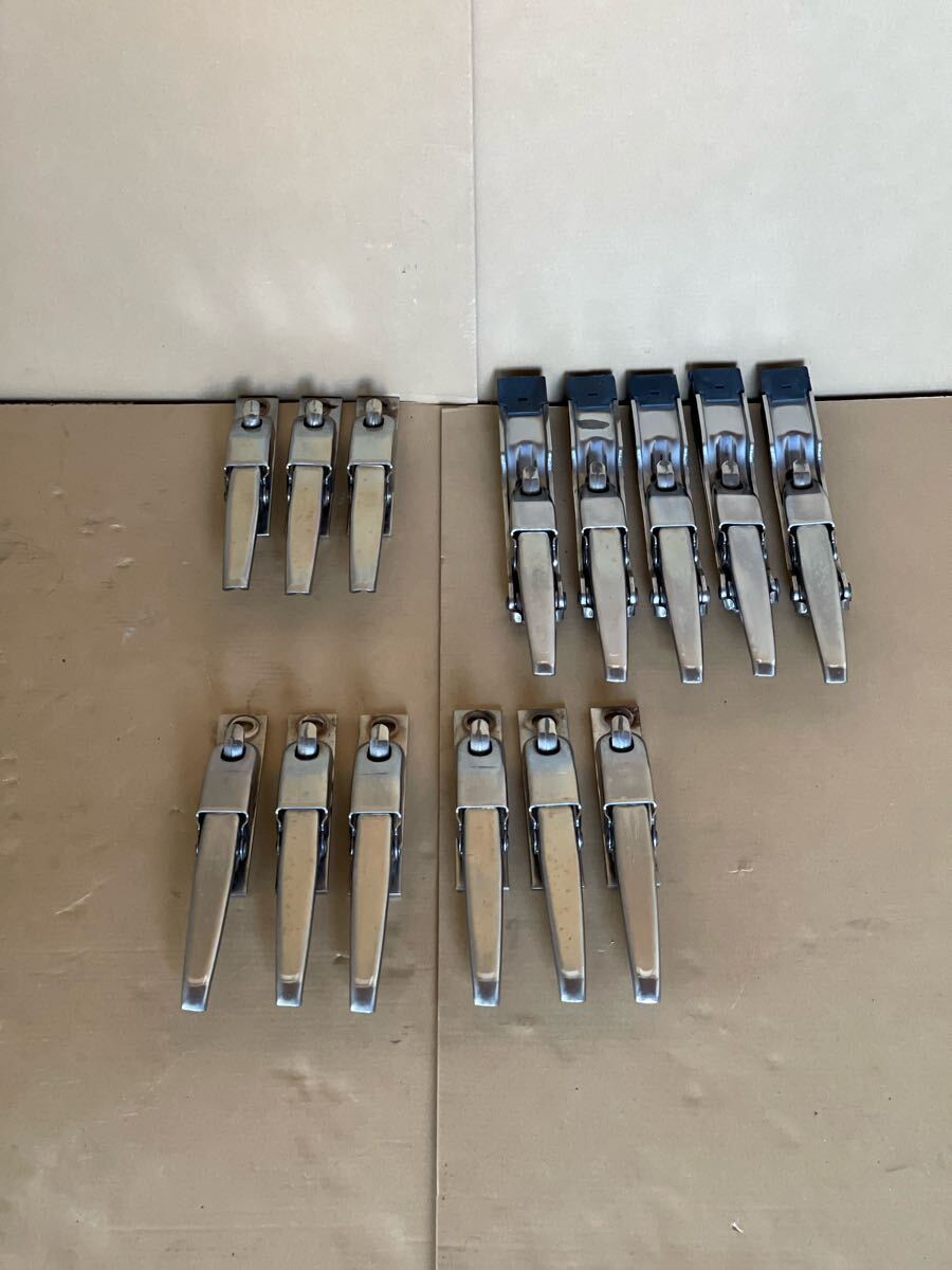 151 純正シュリンプロック スプリングロック 羽根付き 台座付き シュリンプ ゴールドハンドル 羽根ロック ステンレス 14個セット拍卖