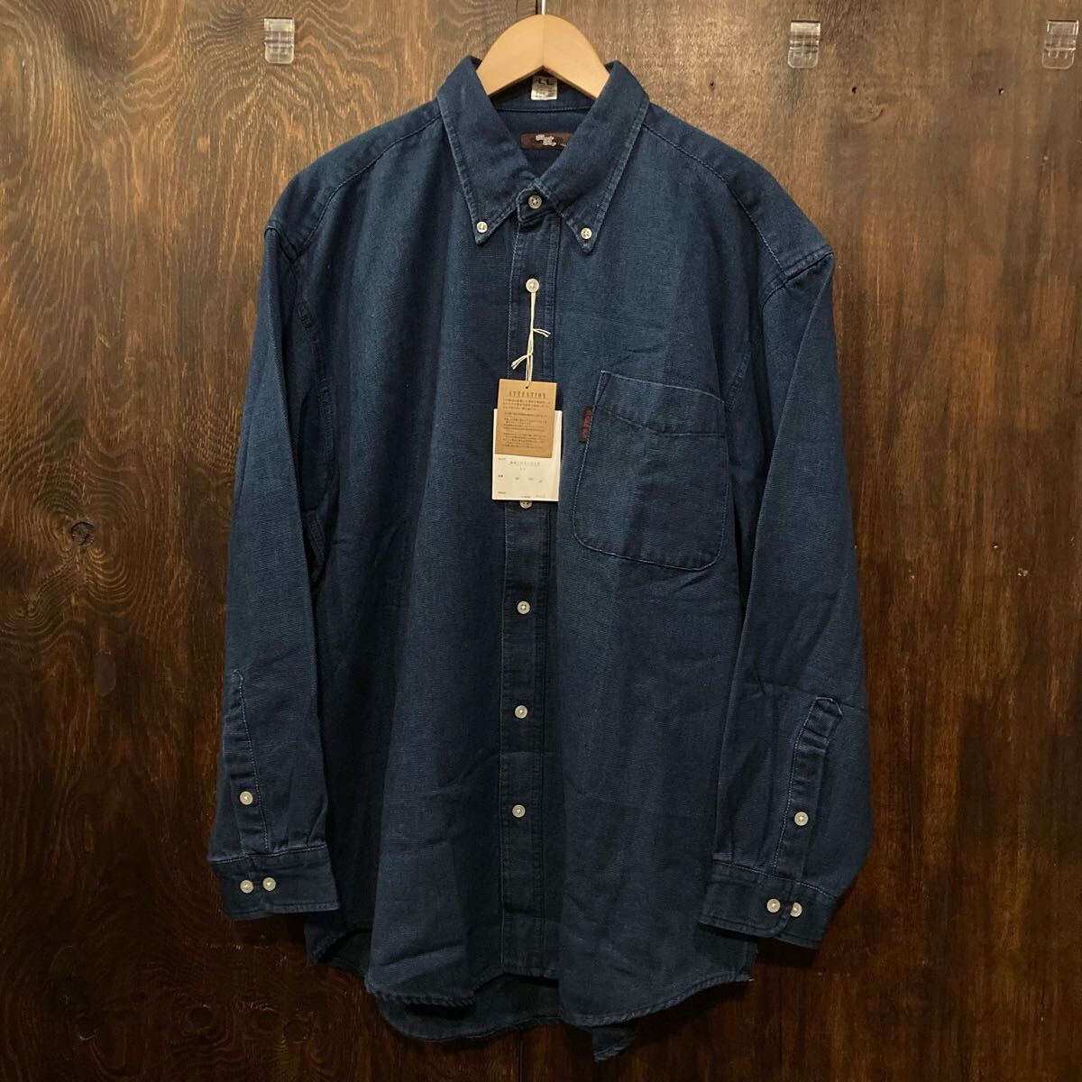 BUGLE BOY ビューグルボーイ 90s 長袖シャツ 未使用 XL 紺 ボタンダウンシャツ デッドストック拍卖