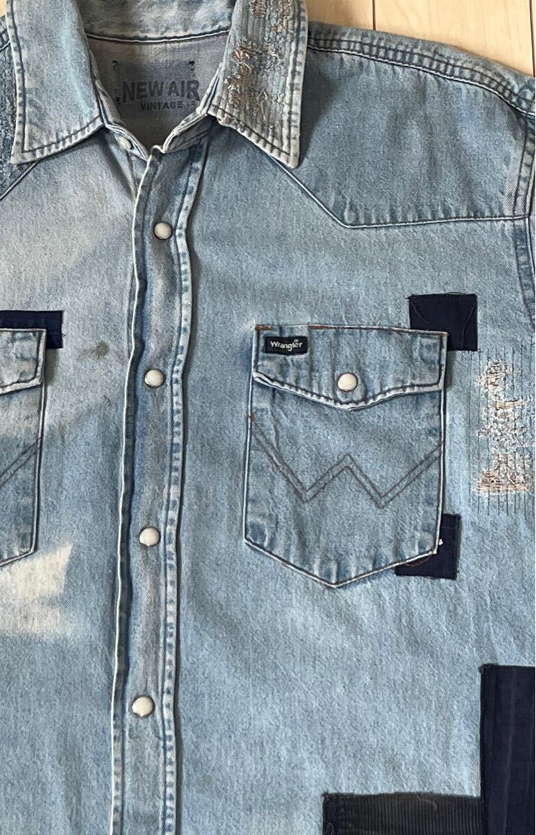 定価39800 new air vintage リメイク デニム ウエスタンシャツ 90s USA ラングラー デニムシャツ ビンテージ ink ラルフローレン拍卖