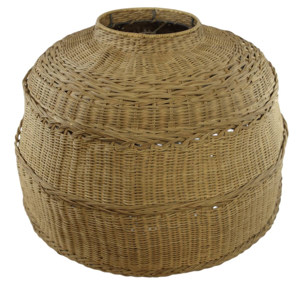 昭和レトロ 藤製 ラタン 手編み ランプシェード 照明カバー 1970〜1980年代 KSN705拍卖