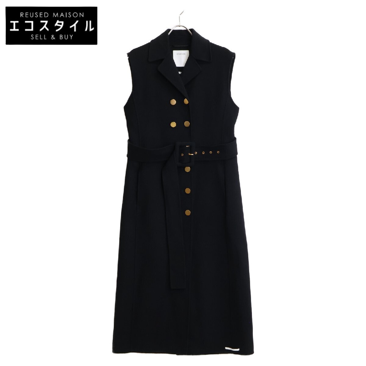 SPORTMAX スポーツマックス 227601196 21年 黒 クチートアマーノ カシミヤ混 ロングジレ ブラック 42 ベスト ウール レディース 中古拍卖