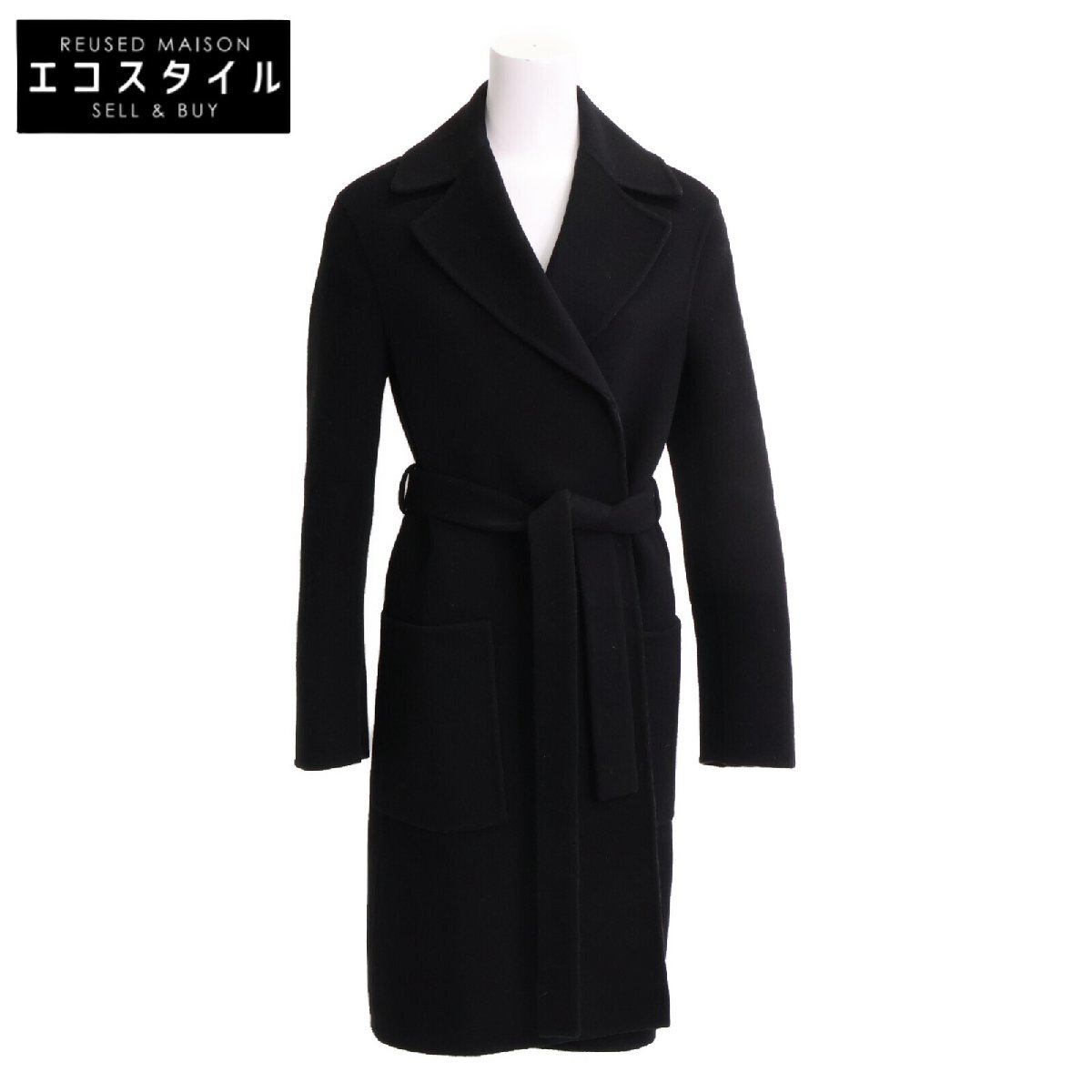 国内正規/ Christian Dior クリスチャンディオール 110M36A1375 バージンウール オブリーク ベルト付 コート I:38 ブラック拍卖