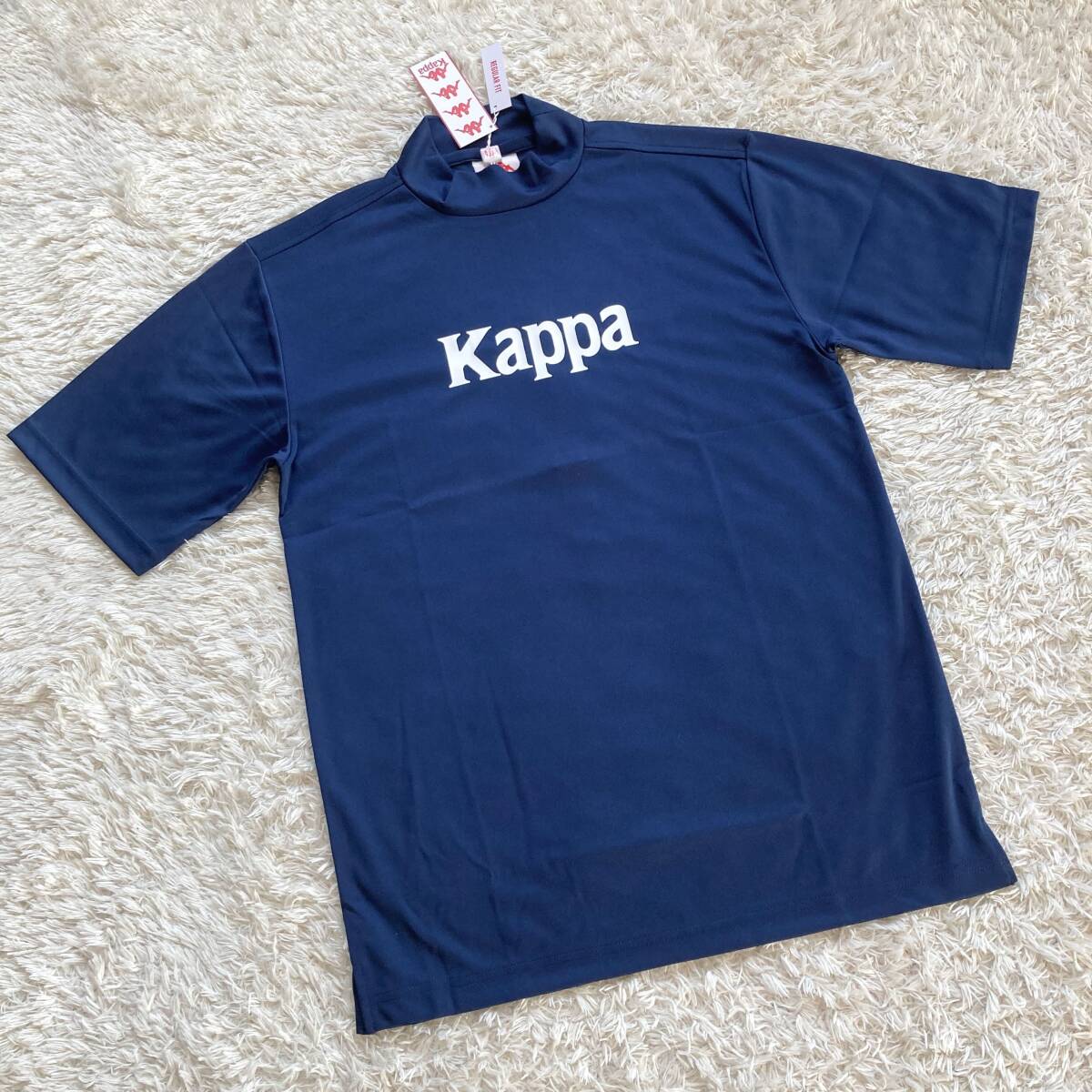 新品 未使用 KAPPA カッパ 半袖 モックネック シャツ 紺色 メンズM ゴルフ ネイビー ハイネック インナー 春夏 男性 ロゴ拍卖