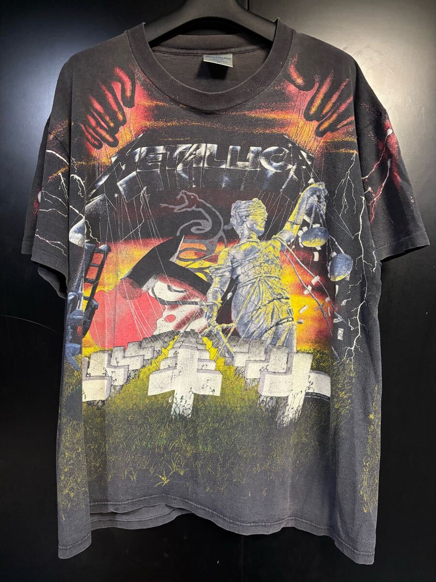 激レア90'S当時物METALLICA 総柄Tシャツ ヴィンテージ サイズXL USA製 メルカリ コピーライト オフィシャル 袖シングルステッチ拍卖