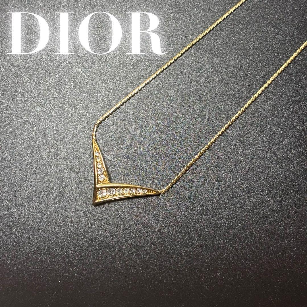 美品★Dior ネックレス ゴールド ラインストーン拍卖
