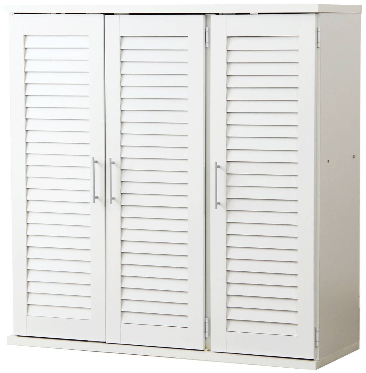 通気性抜群!ルーバー式シューズボックス【幅90cm】(下駄箱・玄関収納)SLB-9090-WH ホワイト拍卖