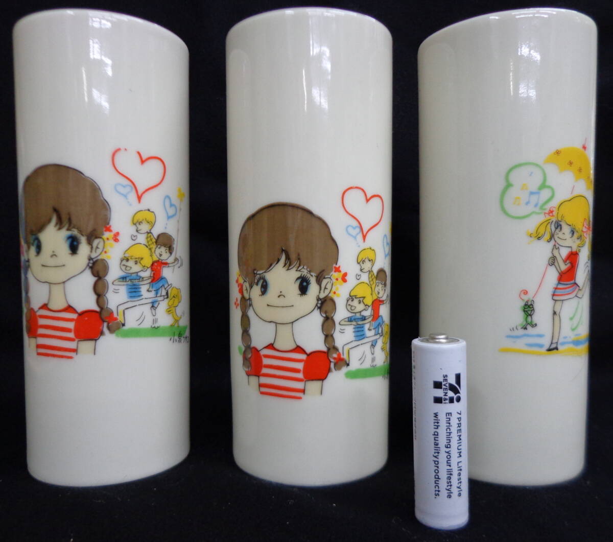 レトロ 昭和の女流マンガ家イラストレーター 小泉フサコ 一輪挿し花瓶3個セット拍卖